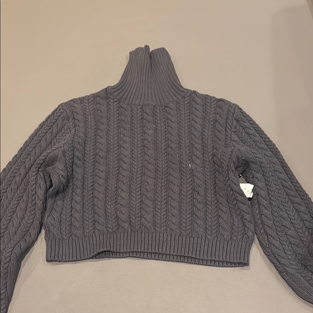 PacSun Blue Turtleneck Sweater with Cable Knit Design